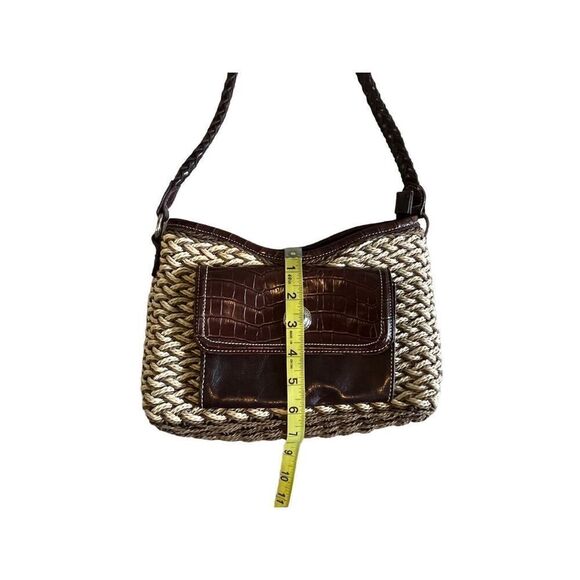 Marlo tan brown leather woven vintage purse - Picture 7 of 8